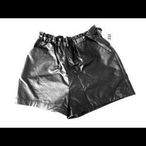GWEN VEGAN LEATHER WAIST-TIE SHORTS (NWT)